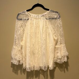 LOFT | Lace Blouse Cream Size Large